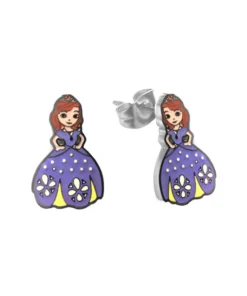 Детские серьги Steel Story из медицинской стали 316L с эмалью, СС-1005