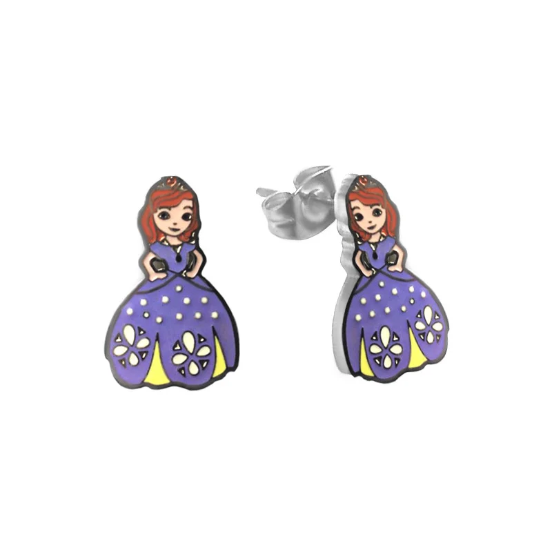 Детские серьги Steel Story из медицинской стали 316L с эмалью, СС-1005