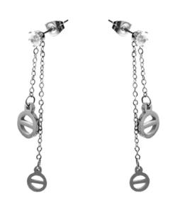Серьги Steel Story из медицинской стали 316L с кристаллами циркония, CZ-1154