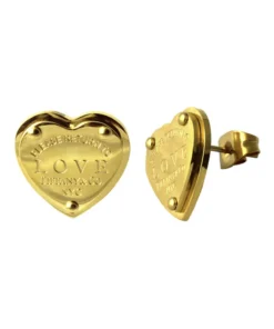 Серьги Steel Story из медицинской стали 316L с позолотой, CZ-1201