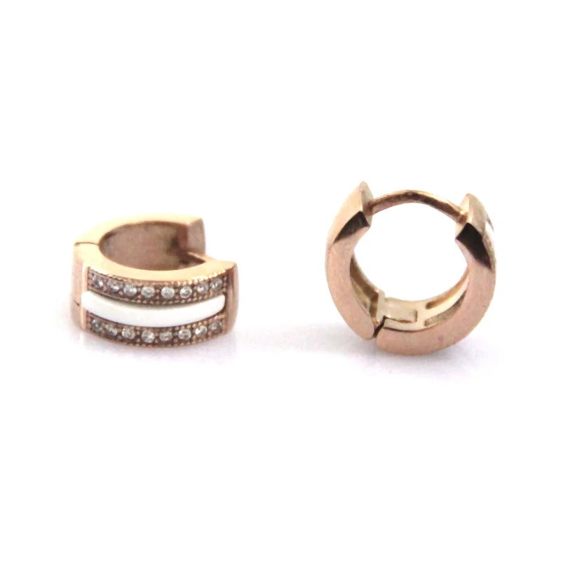 Серьги Steel Story из керамики и медицинской стали с кристаллами циркония, СК-1207