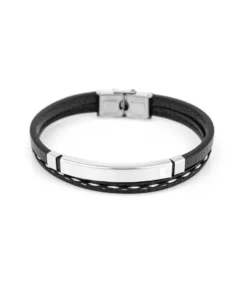 Браслет Steel Story из медицинской стали 316L и экокожи BSK-2177