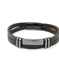 Браслет Steel Story из медицинской стали 316L и экокожи BSK-2166