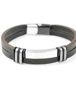 Браслет Steel Story из медицинской стали 316L и экокожи BSK-2167