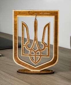 Настільна статуетка дерев'яний герб F-02