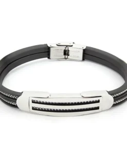 Браслет Steel Story из медицинской стали 316L и каучука, БСК-1413
